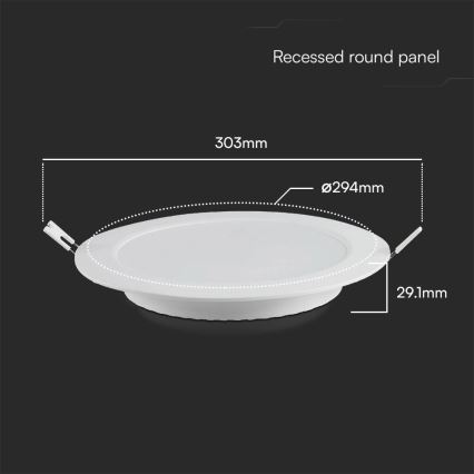 LED Recessed light SAMSUNG CHIP LED/24W/230V 6500K d. 29,4 cm white