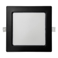 LED Recessed light SQUARE LED/12W/230V 4000K 17x17 cm black