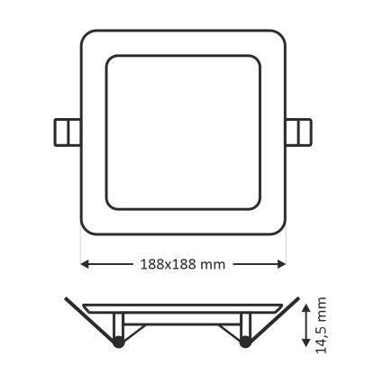 LED Recessed light SQUARE LED/15W/230V 6500K 18,8x18,8 cm white