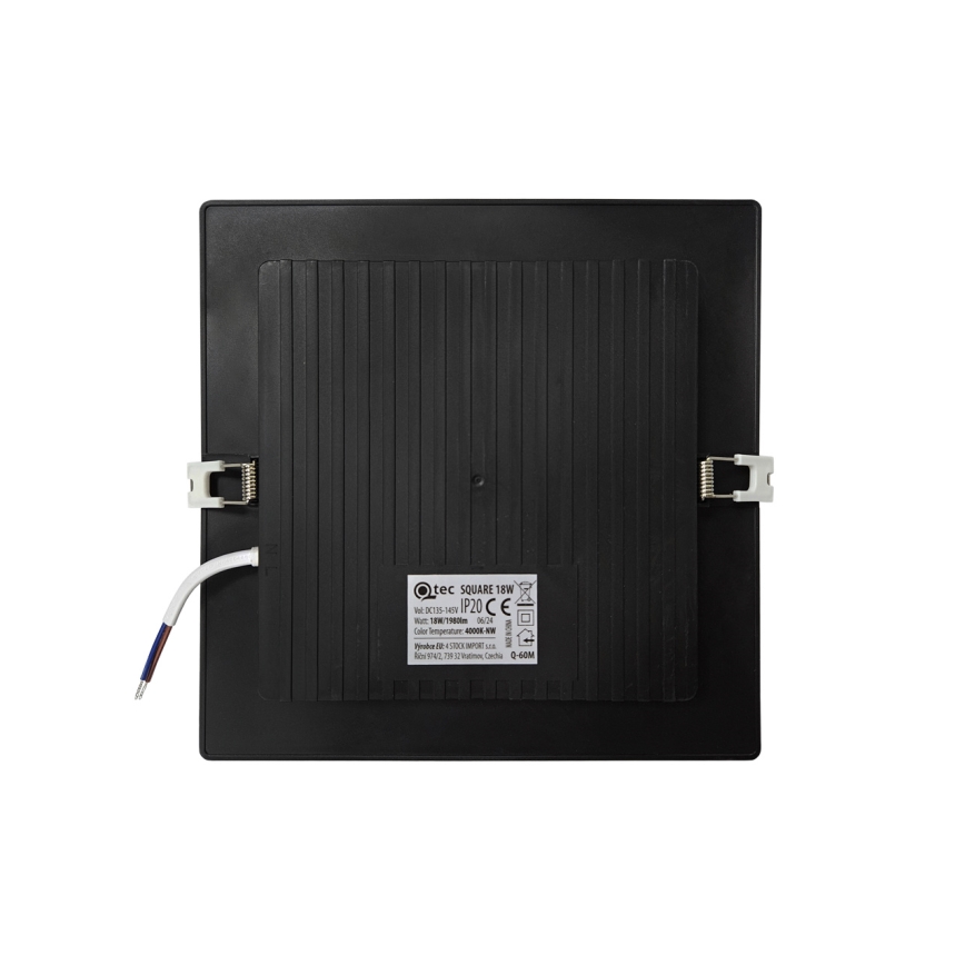 LED Recessed light SQUARE LED/18W/230V 4000K 22x22 cm black