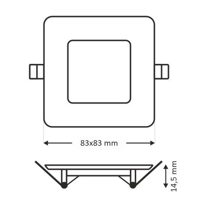 LED Recessed light SQUARE LED/3W/230V 4200K 8,3x8,3 cm white