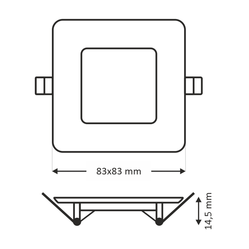 LED Recessed light SQUARE LED/3W/230V 4200K 8,3x8,3 cm white