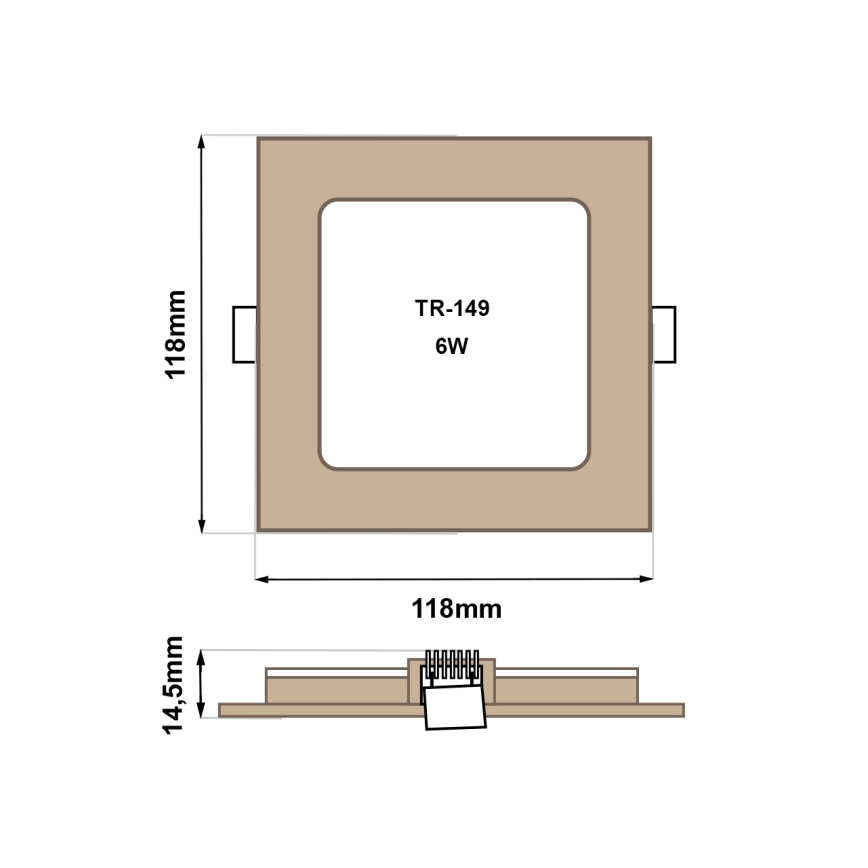 LED Recessed light SQUARE LED/6W/230V 4200K 11,8x11,8 cm brown