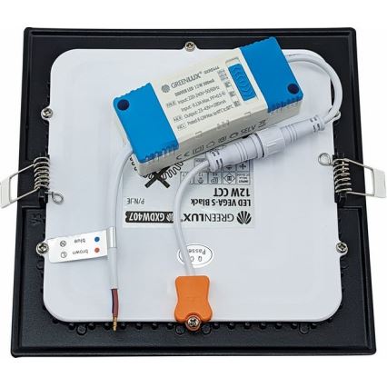 LED Recessed light VEGA LED/12W/230V 2900/3900/5800K 17,5x17,5 cm black
