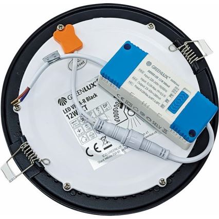 LED Recessed light VEGA LED/12W/230V 2900/3900/5800K d. 17,5 cm black