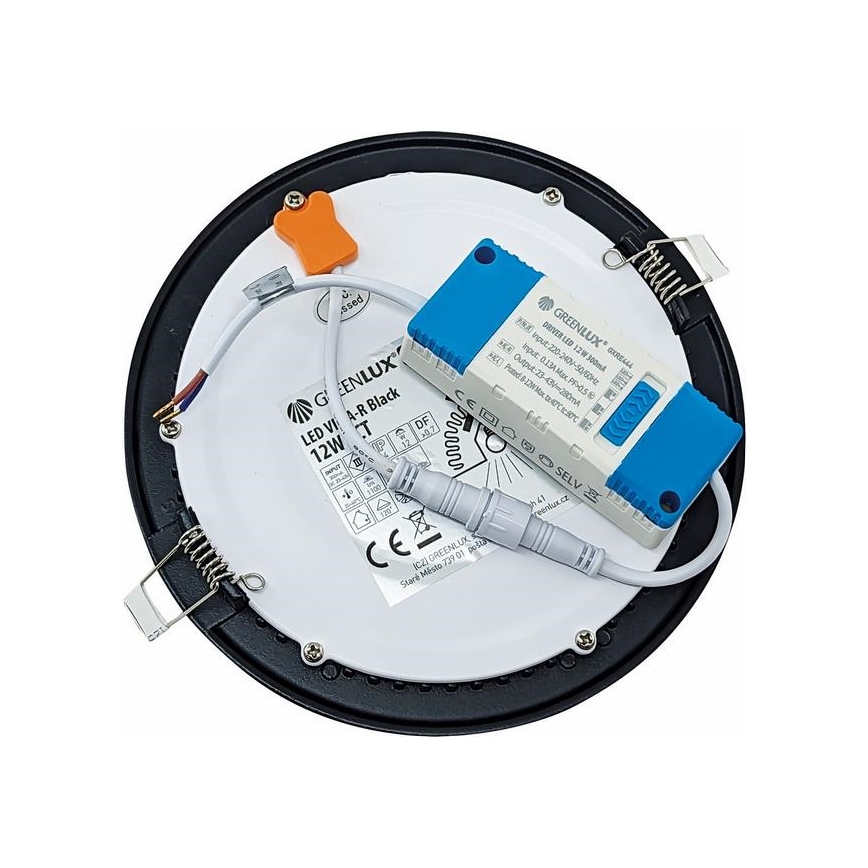 LED Recessed light VEGA LED/12W/230V 2900/3900/5800K d. 17,5 cm black