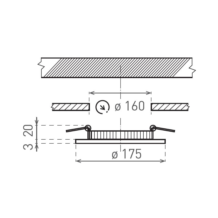 LED Recessed light VEGA LED/12W/230V 2900/3900/5800K d. 17,5 cm black