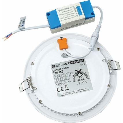 LED Recessed light VEGA LED/12W/230V 2900/3900/5800K d. 17,5 cm white