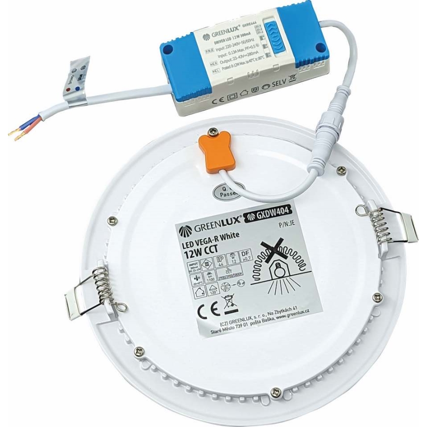 LED Recessed light VEGA LED/12W/230V 2900/3900/5800K d. 17,5 cm white
