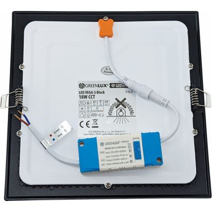 LED Recessed light VEGA LED/18W/230V 2900/3900/5800K 22,5x22,5 cm black