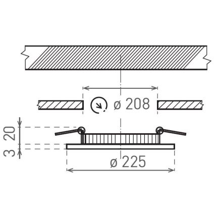 LED Recessed light VEGA LED/18W/230V 2900/3900/5800K d. 22,5 cm black