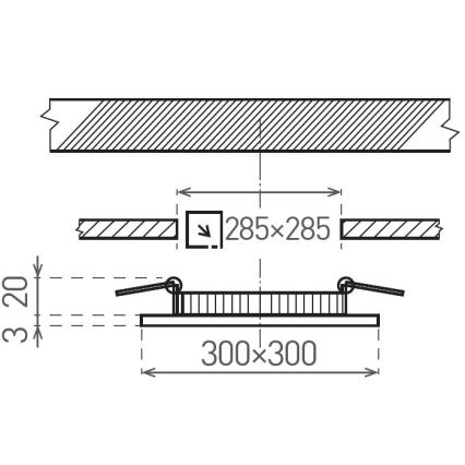 LED Recessed light VEGA LED/24W/230V 2900/3900/5800K 30x30 cm white