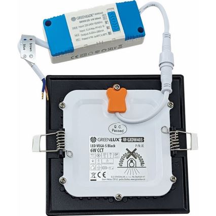 LED Recessed light VEGA LED/6W/230V 2900/3900/5800K 12,5x12,5 cm black