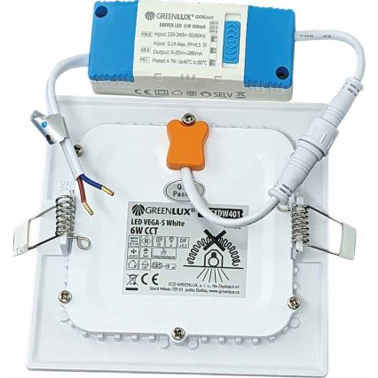 LED Recessed light VEGA LED/6W/230V 2900/3900/5800K 12,5x12,5 cm white
