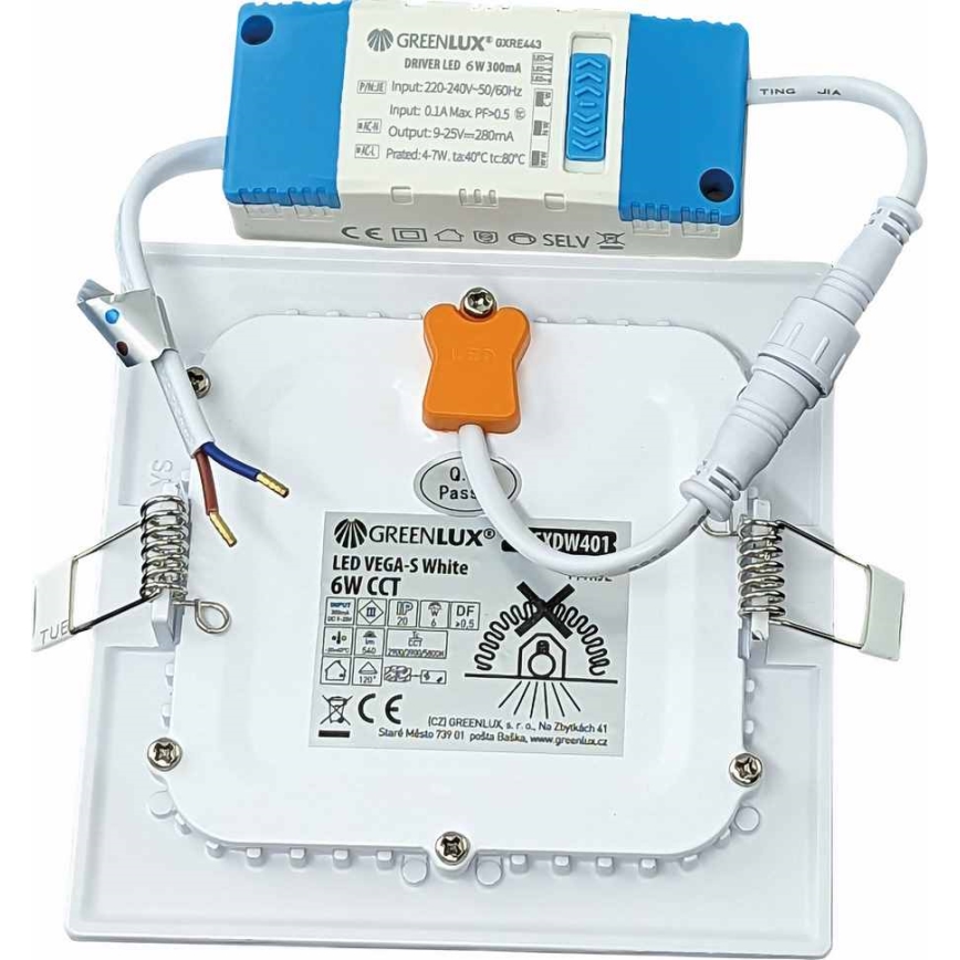LED Recessed light VEGA LED/6W/230V 2900/3900/5800K 12,5x12,5 cm white