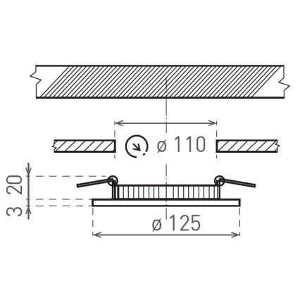 LED Recessed light VEGA LED/6W/230V 2900/3900/5800K d. 12,5 cm black