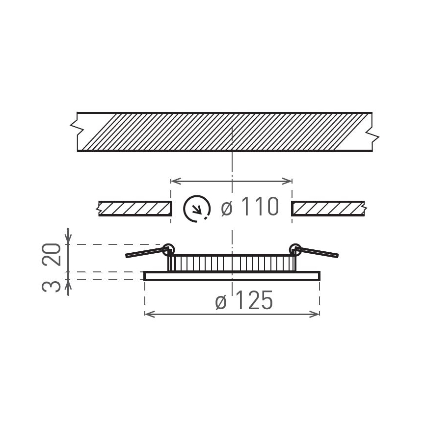 LED Recessed light VEGA LED/6W/230V 2900/3900/5800K d. 12,5 cm black