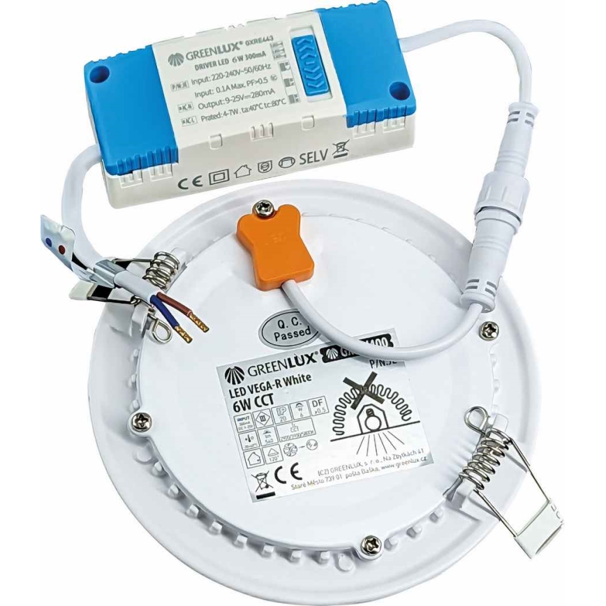 LED Recessed light VEGA LED/6W/230V 2900/3900/5800K d. 12,5 cm white