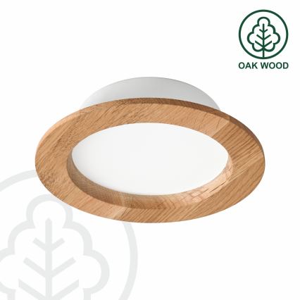 LED Recessed light WOODY SPOT LED/12,5W/230V 3000K oak ø 16 cm