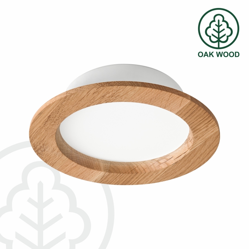 LED Recessed light WOODY SPOT LED/12,5W/230V 3000K oak ø 16 cm
