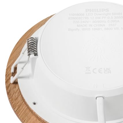 LED Recessed light WOODY SPOT LED/12,5W/230V 3000K oak ø 16 cm