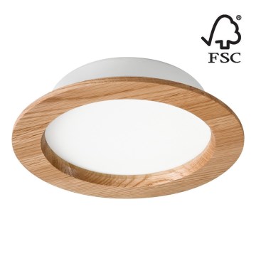 LED Recessed light WOODY SPOT LED/16,5W/230V 4000K oak ø 18,5 cm