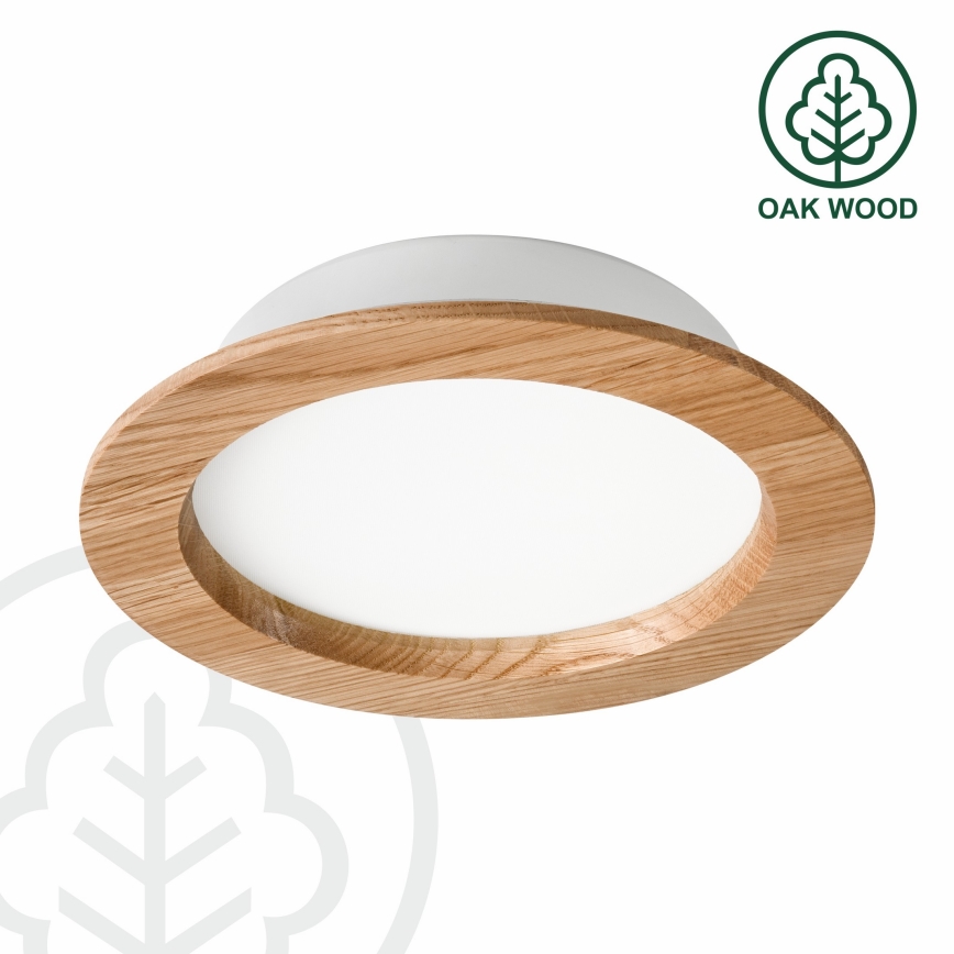 LED Recessed light WOODY SPOT LED/16,5W/230V 4000K oak ø 18,5 cm