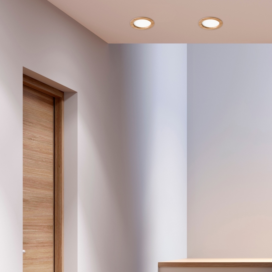 LED Recessed light WOODY SPOT LED/16,5W/230V 4000K oak ø 18,5 cm