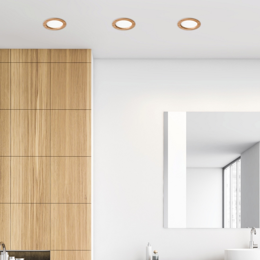 LED Recessed light WOODY SPOT LED/16,5W/230V 4000K oak ø 18,5 cm
