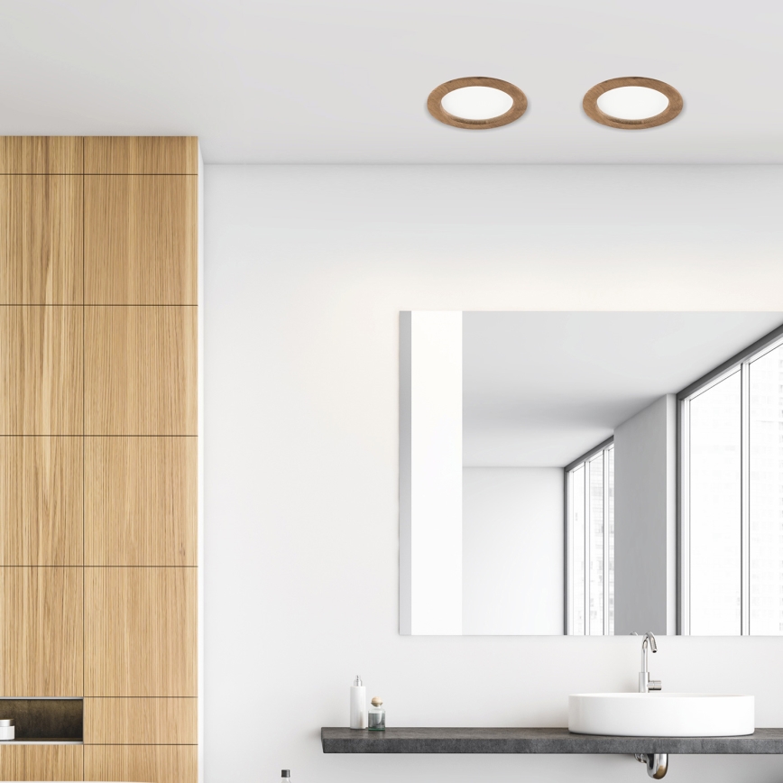 LED Recessed light WOODY SPOT LED/16,5W/230V 4000K walnut ø 18,5 cm