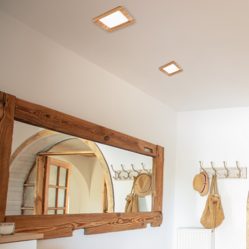 LED Recessed light WOODY SPOT LED/17W/230V 3000K oak 18,5x18,5 cm