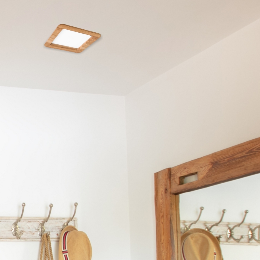 LED Recessed light WOODY SPOT LED/17W/230V 3000K oak 18,5x18,5 cm