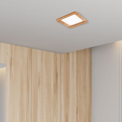 LED Recessed light WOODY SPOT LED/17W/230V 3000K oak 18,5x18,5 cm