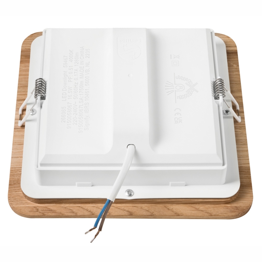 LED Recessed light WOODY SPOT LED/17W/230V 3000K oak 18,5x18,5 cm