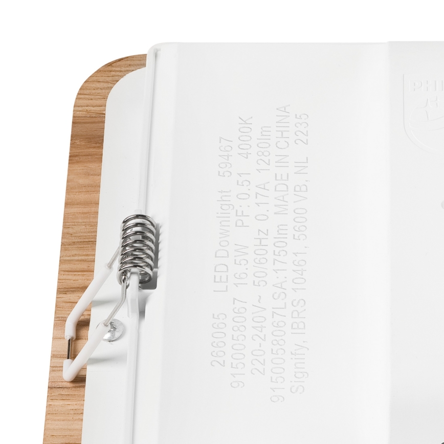 LED Recessed light WOODY SPOT LED/17W/230V 3000K oak 18,5x18,5 cm