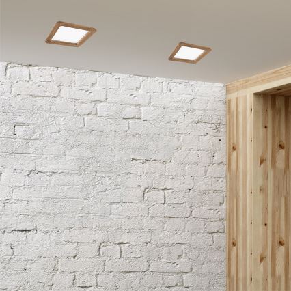 LED Recessed light WOODY SPOT LED/17W/230V 3000K walnut 18,5x18,5 cm