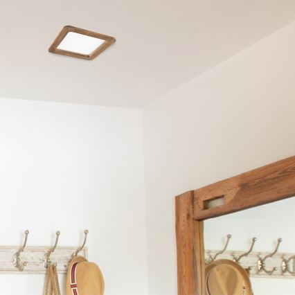 LED Recessed light WOODY SPOT LED/17W/230V 3000K walnut 18,5x18,5 cm