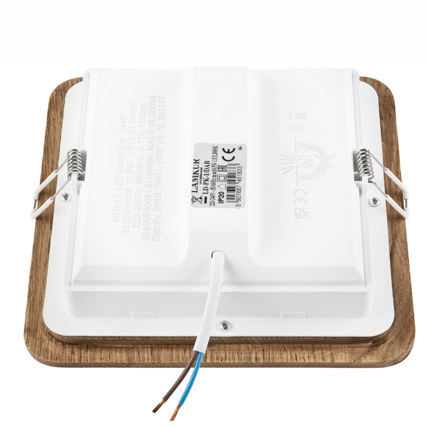 LED Recessed light WOODY SPOT LED/17W/230V 3000K walnut 18,5x18,5 cm