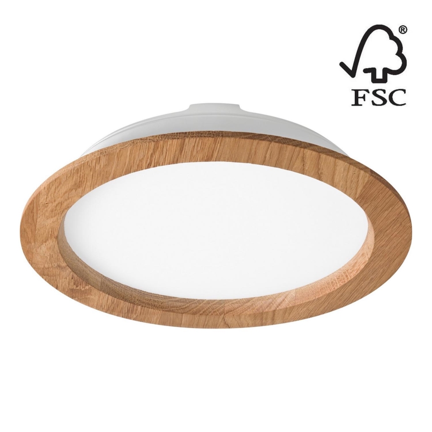 LED Recessed light WOODY SPOT LED/23,5W/230V 4000K oak ø 23,5 cm