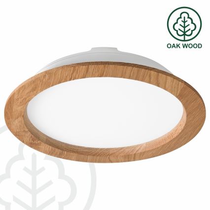 LED Recessed light WOODY SPOT LED/23,5W/230V 4000K oak ø 23,5 cm