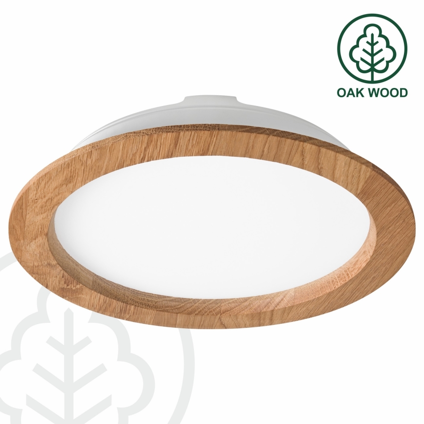 LED Recessed light WOODY SPOT LED/23,5W/230V 4000K oak ø 23,5 cm