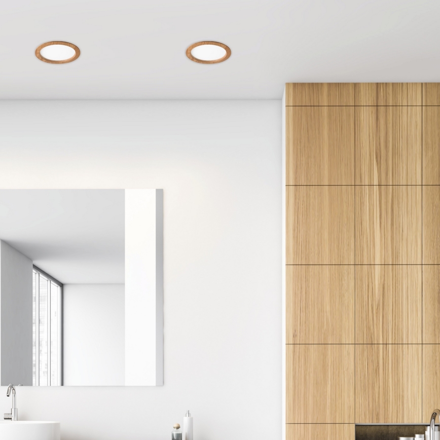 LED Recessed light WOODY SPOT LED/23,5W/230V 4000K oak ø 23,5 cm