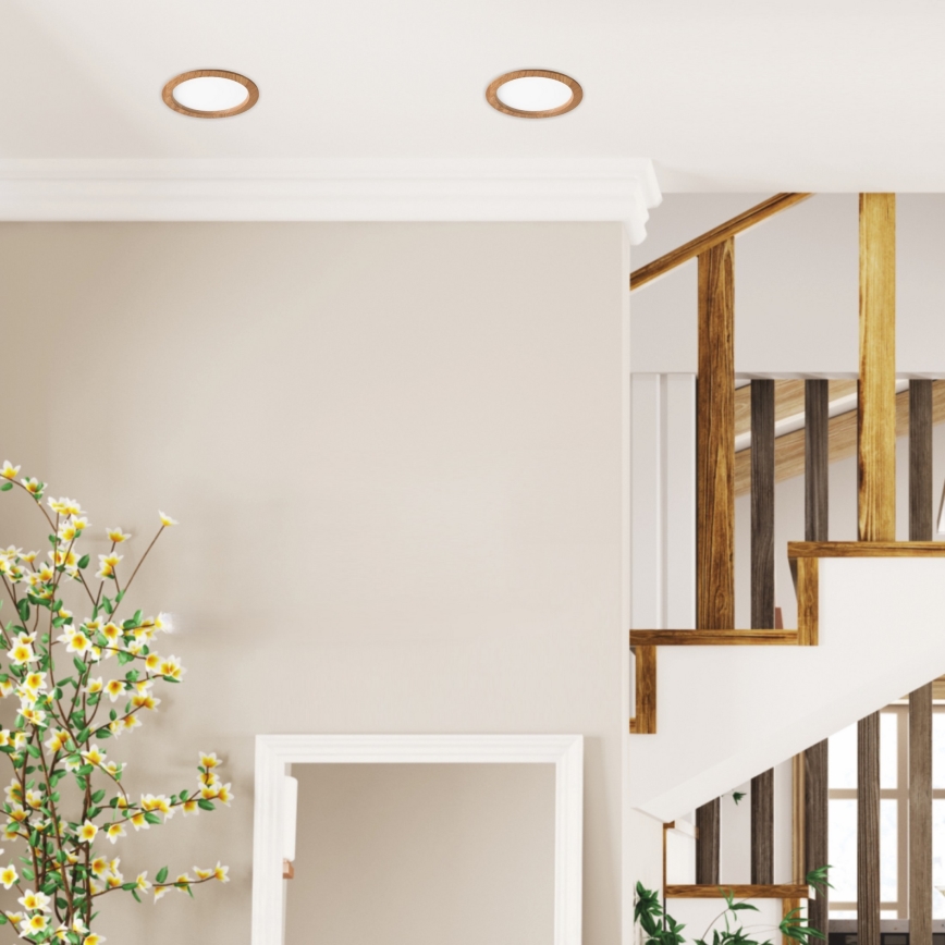 LED Recessed light WOODY SPOT LED/23,5W/230V 4000K oak ø 23,5 cm