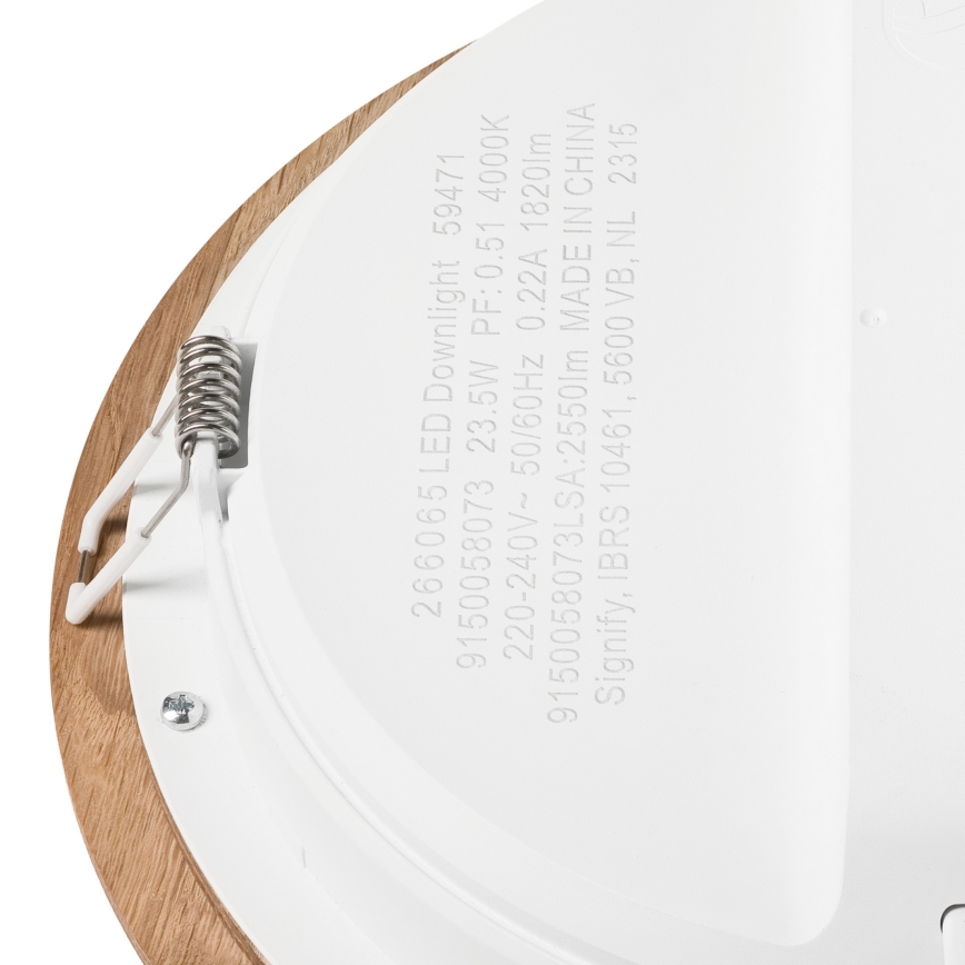 LED Recessed light WOODY SPOT LED/23,5W/230V 4000K oak ø 23,5 cm