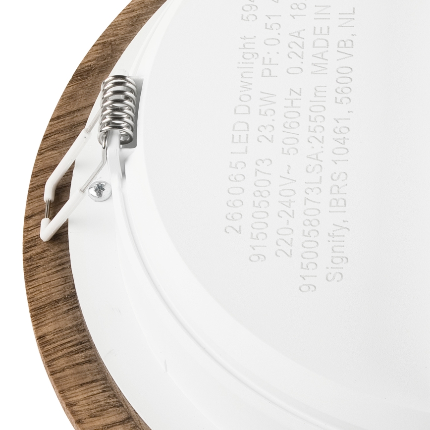 LED Recessed light WOODY SPOT LED/23,5W/230V 4000K walnut ø 23,5 cm