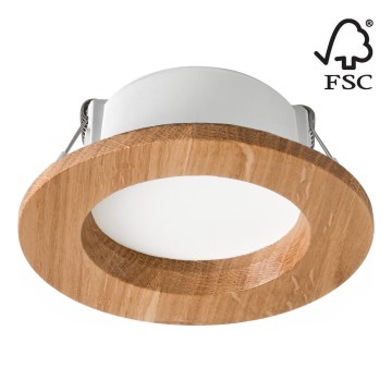 LED Recessed light WOODY SPOT LED/5,5W/230V 4000K oak ø 10 cm