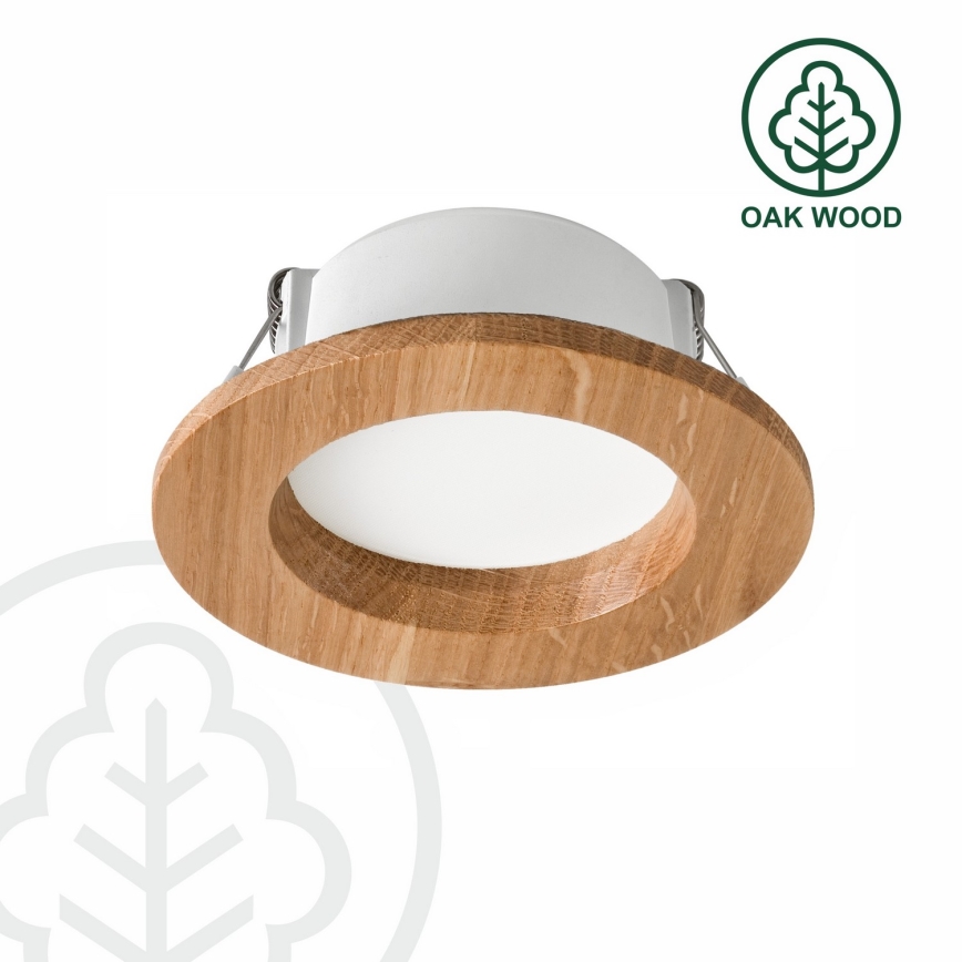 LED Recessed light WOODY SPOT LED/5,5W/230V 4000K oak ø 10 cm
