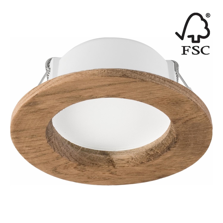 LED Recessed light WOODY SPOT LED/5,5W/230V 4000K walnut ø 10 cm