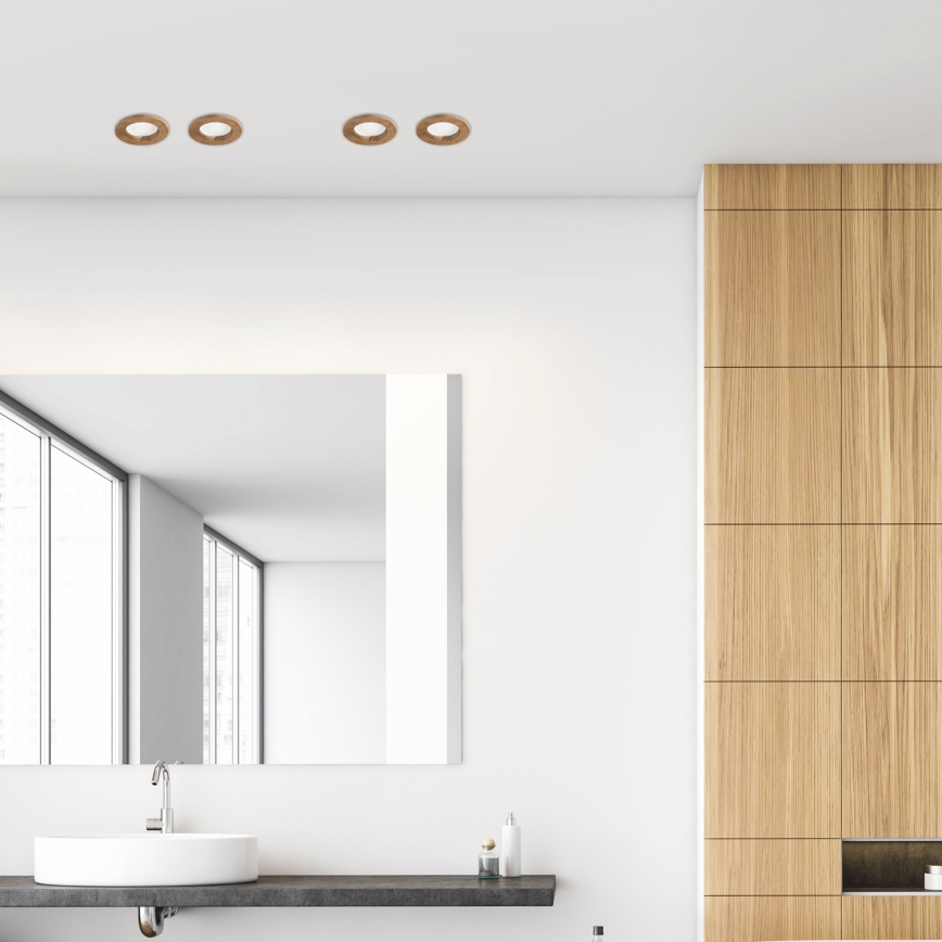 LED Recessed light WOODY SPOT LED/5,5W/230V 4000K walnut ø 10 cm