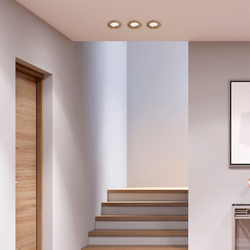 LED Recessed light WOODY SPOT LED/5,5W/230V 4000K walnut ø 10 cm